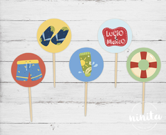 Toppers para Cupcakes Party Pool