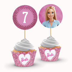 Wrappers + Toppers para Cupcakes Barbie - comprar online