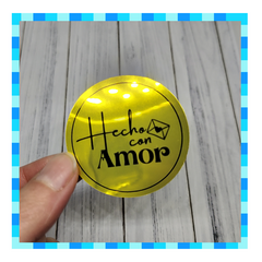 Stickers "Hecho con Amor" - 5CM - Metalizado - comprar online
