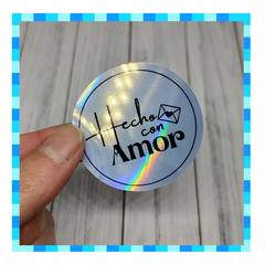 Stickers "Hecho con Amor" - 5CM - Metalizado