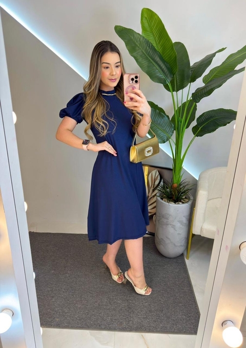 Vestido Mídi Manga Bufante - comprar online