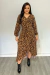 Vestido Envelope Viscolinho Manga Longa (Animal print)