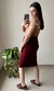 Saia Casual Anarruga Texturizada (Vinho) - Senhorita Moda Modesta
