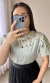 Blusa Linho Light Bordada Frontal (Verde) na internet