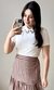 Blusa Modal Gola com Detalhes em Pedraria Branca - comprar online