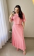Conjunto Linho Blusa e Saia Longa Rodada Rosa - comprar online