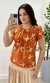 Blusa Social Crepe de Seda Floral Laranja na internet