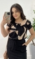 Blusa Social Crepe de Seda Floral Preta - comprar online