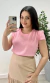 Blusa Social Duna Detalhes de Botões Rosa Bebê - comprar online