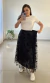 Saia em Tule com Estampa de Flores (Preta) na internet
