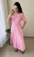 Vestido Longuete Acinturado Gola Redonda Rosa - comprar online