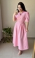 Vestido Longuete com Faixa de Amarração Gola V Rosa - comprar online