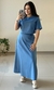 Conjunto Linho Blusa e Saia Longa Rodada Azul Bebê - Senhorita Moda Modesta