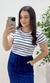 Blusa Malha Listrada Azul Royal - comprar online