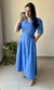 Vestido Longuete com Faixa de Amarração Gola V Azul - comprar online