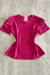 Blusa Manga Bufante em Malha Laise Plus Size (Pink)