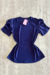 Blusa Manga Bufante em Malha Laise Plus Size (Azul Marinho)