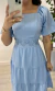 Vestido Midi Detalhe Guipir (Azul) - Senhorita Moda Modesta