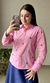 Camisa Manga Longa Bordada Flores Coloridas Rosa - comprar online