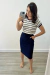 Saia Casual Ana Ruga Azul marinho