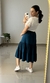 Saia Três Marias Midi Rodada Azul Petróleo - Senhorita Moda Modesta