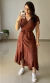 Vestido Envelope Viscolinho Manga Curta (marrom) - comprar online