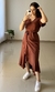 Vestido Envelope Viscolinho Manga Curta (marrom) - loja online