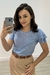 Blusa Manga Babado em Malha Laise (Azul bebê)