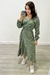 Vestido Envelope Viscolinho Poá Manga Comprida (Verde Menta)