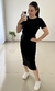 Vestido Canelado Midi com Amarração Preto - comprar online