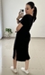 Vestido Canelado Midi com Amarração Preto na internet
