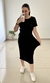Vestido Canelado Midi com Amarração Preto - Senhorita Moda Modesta