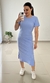 Vestido Canelado Midi com Amarração Azul Bebê - comprar online