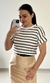 Blusa Viscolycra Manga Dobrada Listrada Preta - comprar online