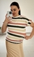 Blusa Viscolycra Manga Dobrada Listrada Verde na internet