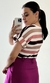 Blusa Viscolycra Manga Dobrada Listrada Rosa na internet