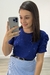Blusa Manga Bufante em Malha Laise (Azul)