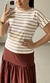 Blusa Viscolycra Manga Dobrada Listrada Bege - loja online