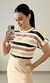 Blusa Viscolycra Manga Dobrada Listrada Verde - comprar online