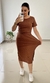 Vestido Canelado Midi com Amarração Marrom na internet