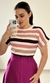 Blusa Viscolycra Manga Dobrada Listrada Rosa - comprar online