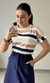 Blusa Viscolycra Manga Dobrada Listrada Azul - comprar online