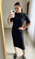 Vestido Canelado Midi com Manga Preto - comprar online