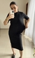 Vestido Canelado Midi com Manga Preto na internet