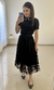 Saia em Tule com Estampa de Flores (Preta)