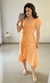 Vestido Envelope Viscolinho Manga Curta (Laranja)