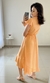 Vestido Envelope Viscolinho Manga Curta (Laranja) - comprar online