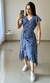 Vestido Envelope Viscolinho Floral Manga Curta Azul - comprar online