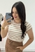 Blusa Viscolycra Listrada Bege