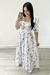 Vestido Longo Floral em Tricoline (Azul)